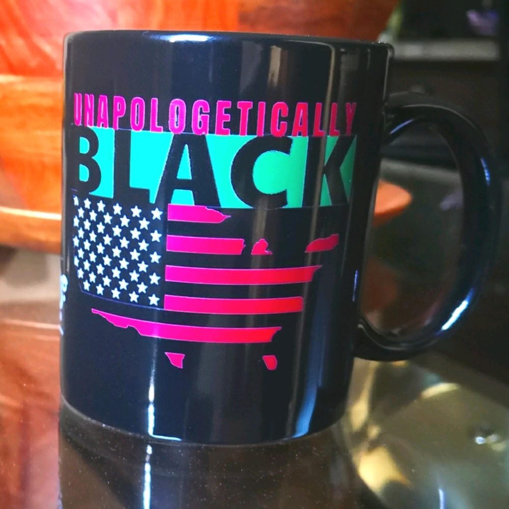 UNAPOLOGETICALLY BLACK  12oz coffee mug.